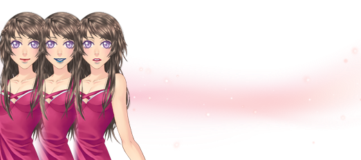Des avatars présentant Trois bouches différentes avec une traînée lumineuse rose en fond.
